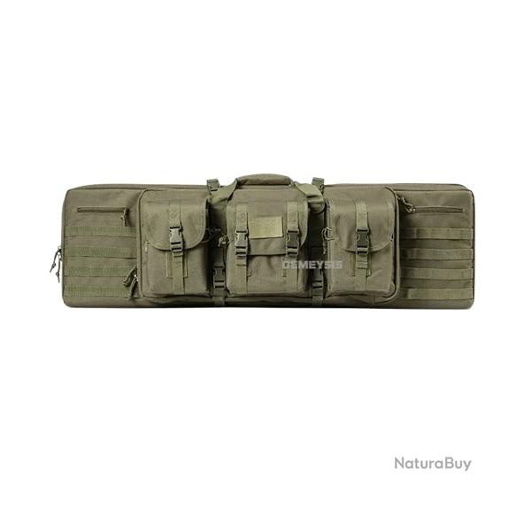 Sac de Fusil Rembourr� 95CM 2 Armes Syst�me Molle Verrouillable � Dos ou Poign�e Chasse Vert