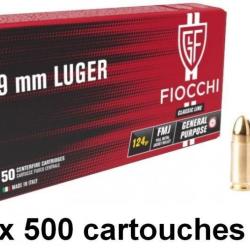 FIOCCHI cal.9mm PARA FMJ 124 grs x500