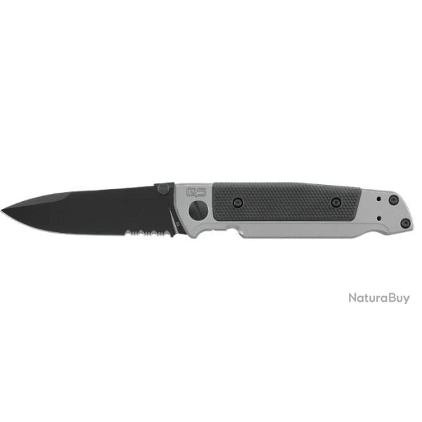 COUTEAU PLIANT "WALTHER" Q5 STEEL FRAME - BLACK SERRATED
