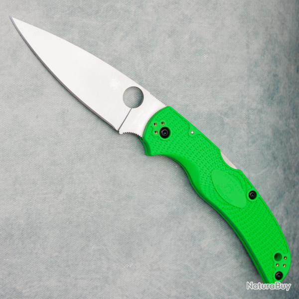 Couteau Spyderco Native Chief Lightweight Salt Lame Acier LC200N Manche FRN Vert USA SC244PGR