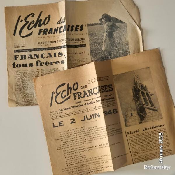 L'cho des franaises, juin et juillet 1946, La France est le pays de la libert ... Texte intressa