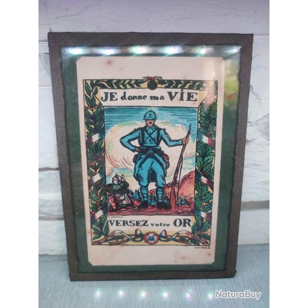 Carte postale 1915 ww1 propagande emprunt or "Je donne ma vie,versez votre or" sous cadre