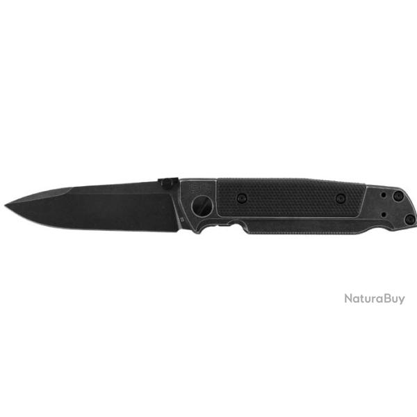 COUTEAU PLIANT "WALTHER" Q5 STEEL FRAME FOLDER BLACKWASH PLAIN