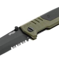 COUTEAU PLIANT "WALTHER" PDP TANTO FOLDER OD GREEN - PARTIELLEMENT CRANTEE