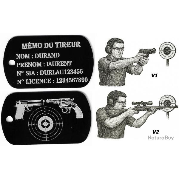 M�mo tireur porte cl� TAG militaire FFT en aluminium grav� au laser (Recto/Verso)
