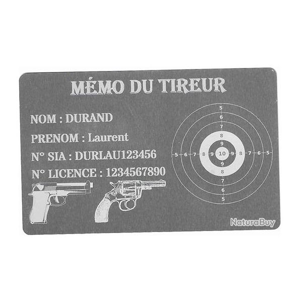 M�mo tireur sportif FFT argent� en aluminium grav� au laser (Recto)