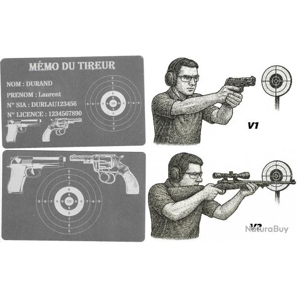 M�mo tireur sportif FFT argent� en aluminium grav� au laser (Recto / Verso)