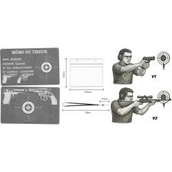 M&eacute;mo tireur sportif FFT argent&eacute; en aluminium grav&eacute; au laser (Recto / Verso) + Porte badge tour de co