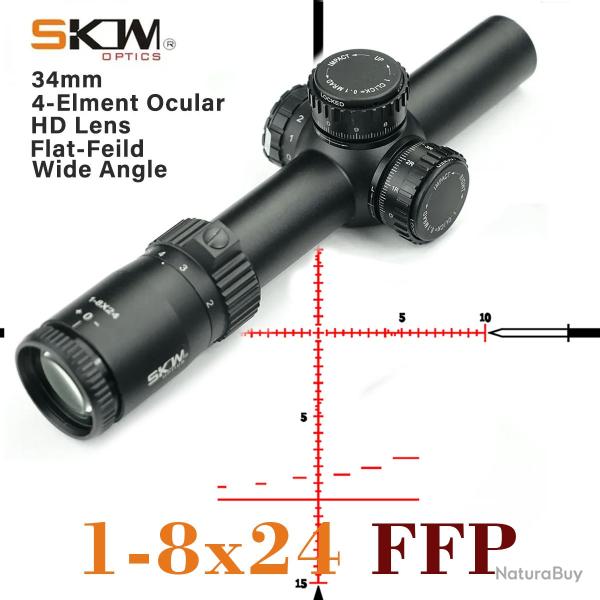 SKWoptics Compact 1-8x24 FFP Picatinny Rail Mount -**ONLY SCOPE BDC MIL LIVRAISON GRATUITE !!!