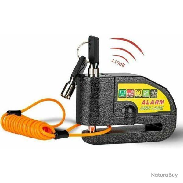 ANTIVOL BLOQUE DISQUE ALARME 110DB POUR DEUX-ROUES - AVEC CABLE - LIVRAISON GRATUITE
