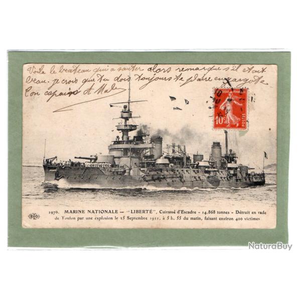 CPA -MARINE NATIONALE -LIBERTE- Cuirasse dEscadre-14.868 tonnes Detruit en rade N�1027