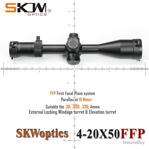 SKWoptics-lunette optique longue porte, 4-20x50, FFP-MIL-B -**NOIR