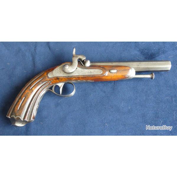 Beau pistolet de voyage a percussion de production Li�geoise vers 1830