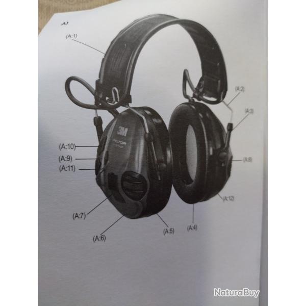 CASQUE ANTI BRUIT �LECTRONIQUE PELTOR 3M SPORT TAC