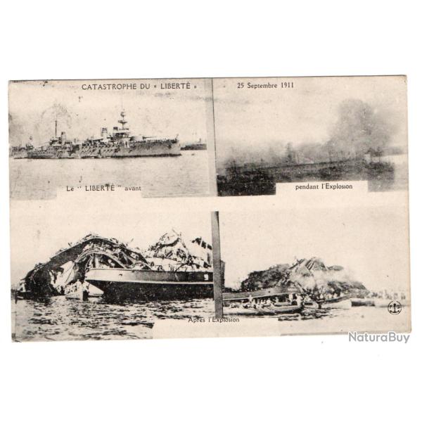 CPA - MARINE Militaire - L'EXPLOSION DE LA LIBERT� Le Cuirasse "LIBERT� avant ! Explosion  N�853