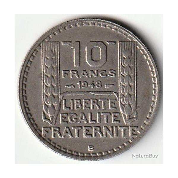 Pi�ce de Monnaie France 10 francs Turin Cupronickel, petite t�te 1948 B (B proche du listel) Rare