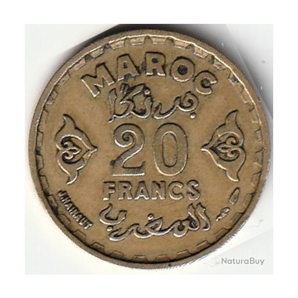Pi�ce de Monnaie Maroc 20 francs Mohammed V 1371 (1952)