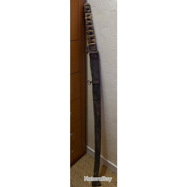 Antique Sabre Asie fourreau avec roue dans le dard de la bouterolle  style Katana