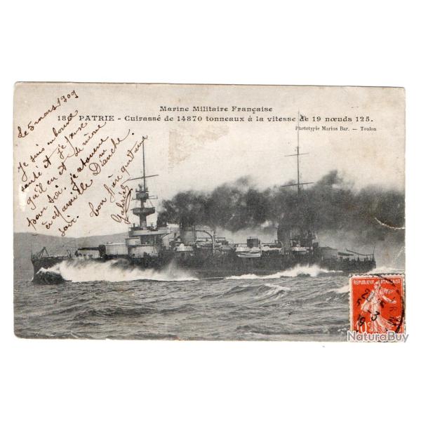CPA- MARINE Militaire Fran�aise -PATRIE -Cuirasse de 14870 tonneaux a la vitesse de 19 noeuds N�1038