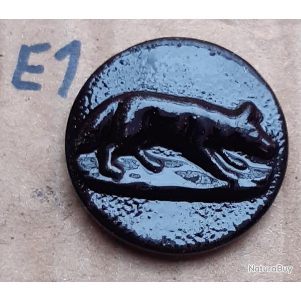 Bouton de chasse, Renard, M.F.B.P.  GRENOBLE , �23, acier. Noir, Lot E1