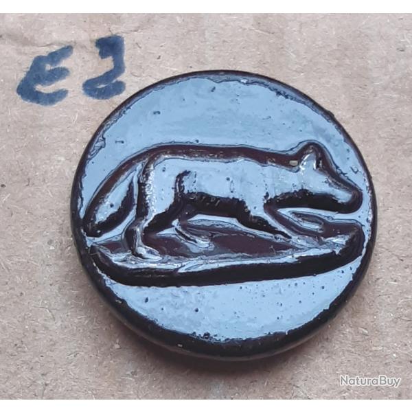 Bouton de chasse, Renard, M.F.B.P.  GRENOBLE , �23, acier. Noir, Lot E2