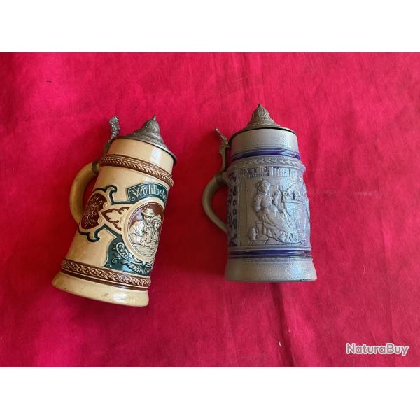 Lot de deux chopes de bires allemandes, pas de prix de rserve