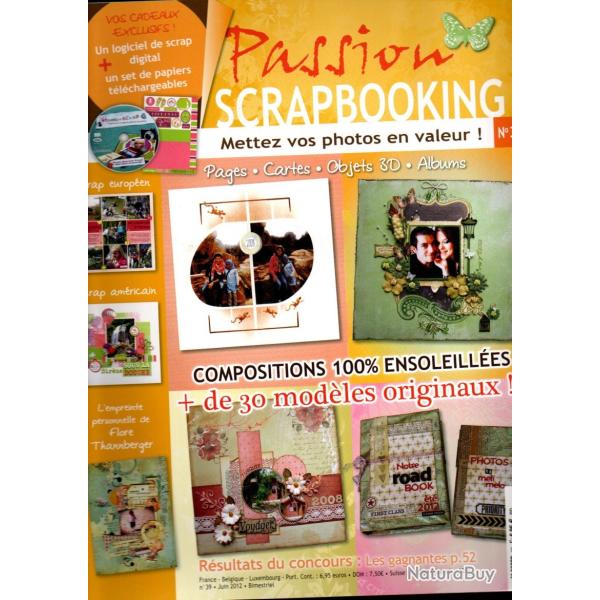 passion scrapbooking lot de 3 revues , 37,38,39 de 2012 et une offerte passion cartes cratives 39