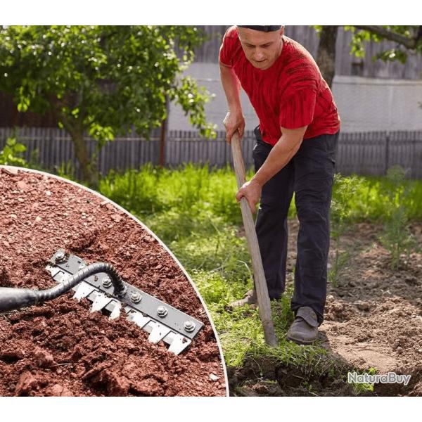 R�teau � Main de Jardin 8 Dents en Acier au Carbone Outil de D�sherbage