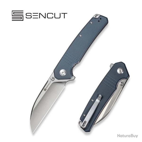Couteau Sencut Awassi Blue Lame Sheepsfoot Acier 9Cr18MoV Manche G-10 KIVT Linerlock Clip S240652