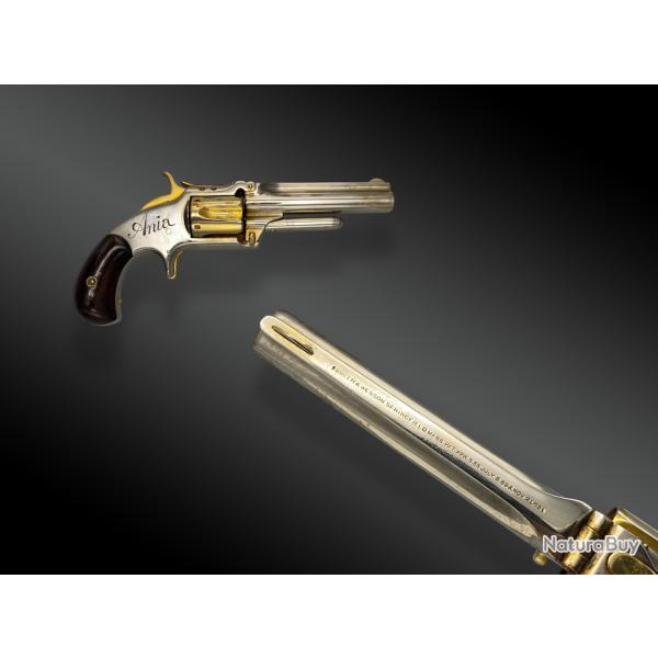 Revolver Smith & Wesson N�1 1/2��me Issue, Nickel� Et Or Etats-unis Entre 1868 Et 1875