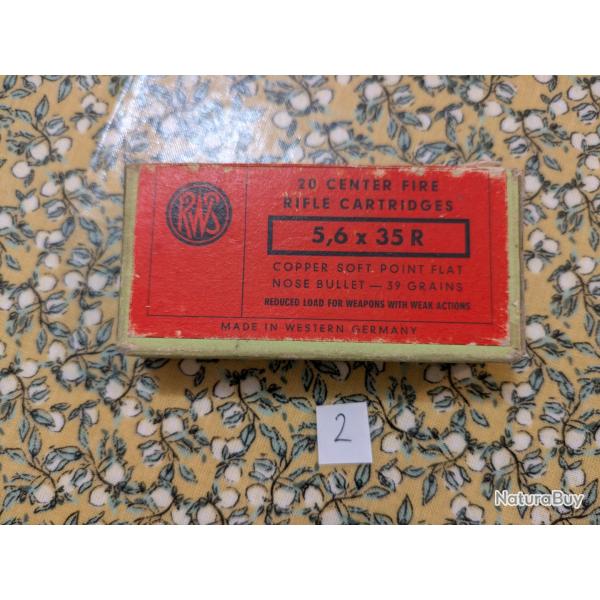 Boite 20 cartouches 5,6 x 35 R, Jagdb�chsenpatronen RWS, Boite pleine, n�2