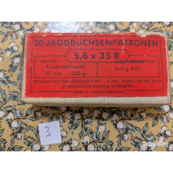 Boite 20 cartouches 5,6 x 35 R, Jagdb�chsenpatronen RWS, Boite pleine, n�3