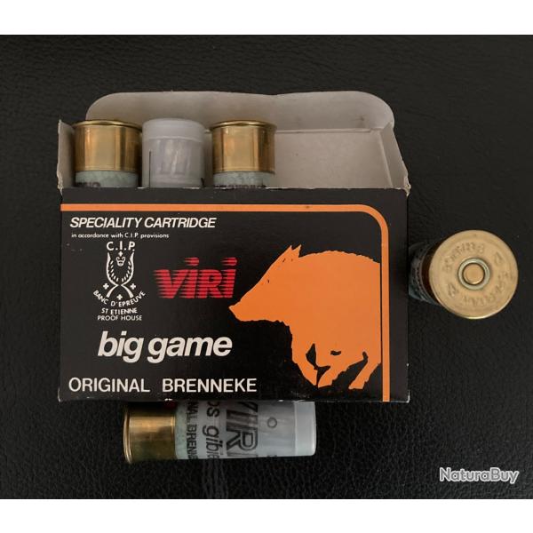 2 bo�tes de 5 cartouches VIRI NEUVES grand gibier � balles BRENNEKE calibre 12-67mm.