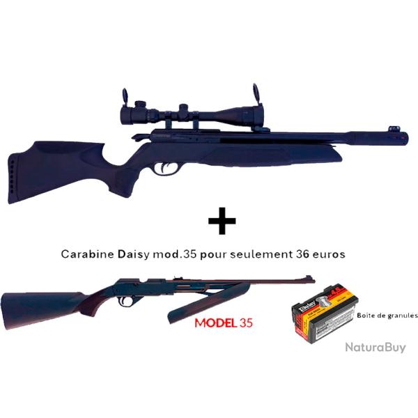 PACK COMBIN� ! PACK-1 Carabine Arrow Gamo C. 5,5 mm + Carabine PCP � pompe Daisy mod. 35 Cal. 4,5 mm