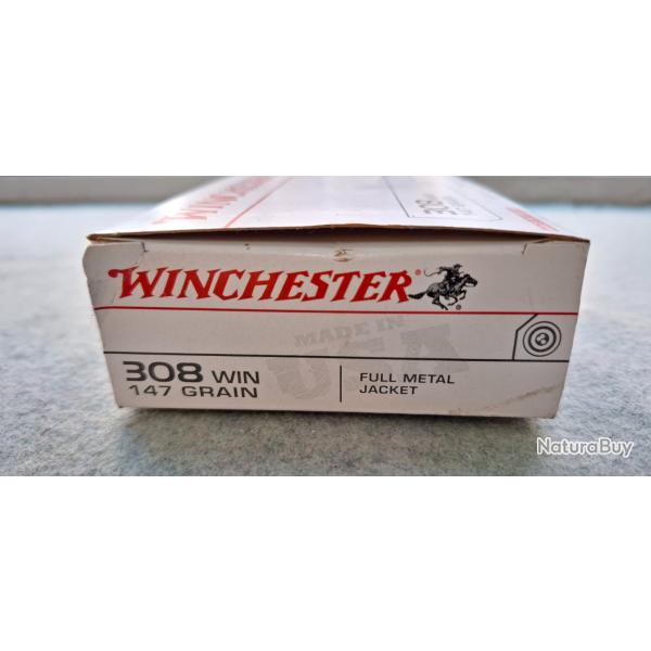 Balle 308 winchester 147gr FMJ. bo�te de 20