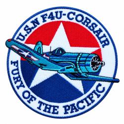&Eacute;cusson US Navy F4U Corsair - Fury of the Pacific - Avion WW2 - Brod&eacute; 90 mm