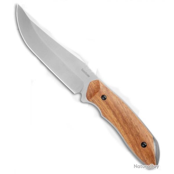 Couteau Chasse Grand Mod�le Kershaw Lame Clip Point Acier Inoxydable Manche Bois Etui Nylon KS1418