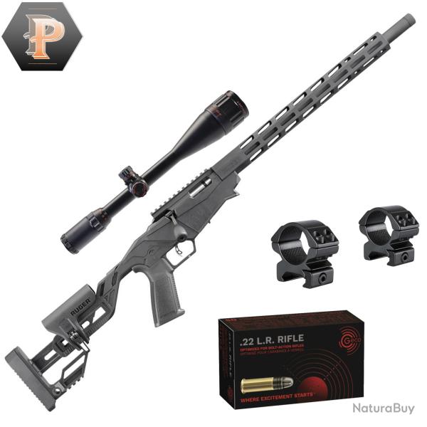 Pack Sniper ! Carabine Ruger Precision Rimfire Cal.22LR + Lunette 6-24X50 + Colliers Hawke + 50 Muns