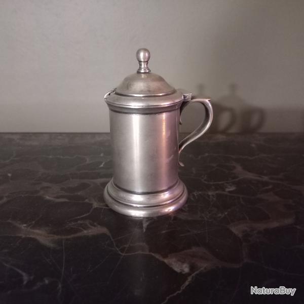 ancien moutardier avec godet en verre
