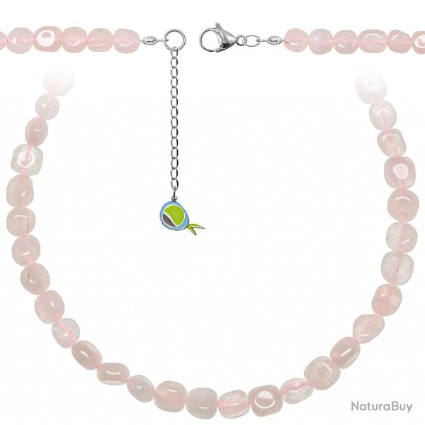 Collier en quartz rose - Perles roul�es 8 � 12 mm - 70 cm