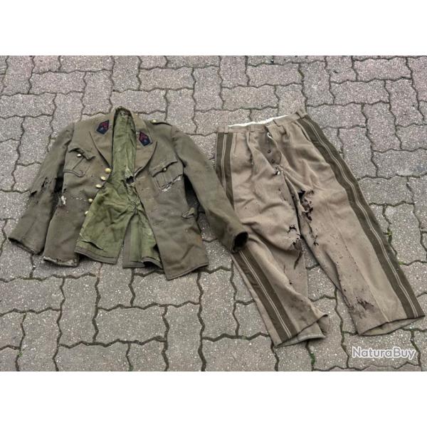 Vareuse pantalon Fran�ais WW2 1939/1945 officier mauvais �tat