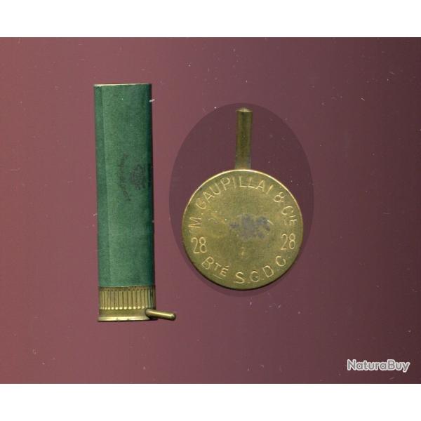 Cal. 28  broche -Intressante Marcel Gaupillat Bt SGDG - culot crant - tube carton de vert 65 mm