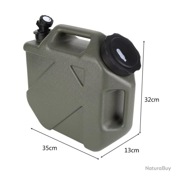 JERRICAN 10L AVEC POIGNEE CAMPING PECHE PIQUE NIQUE VERTE ARME GOURDE GRANDE CAPACITE