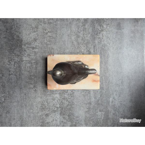 pigeon sur socle en marbre