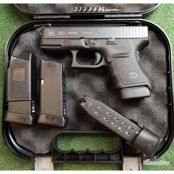 Pistolet semi-automatique GLOCK mod�le 30 S - Calibre .45 ACP - 4 chargeurs + Mallette (Occasion bon