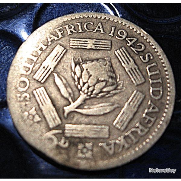 Afrique (east africa) piece de 6 pences argent 1942 Georgius V TTB