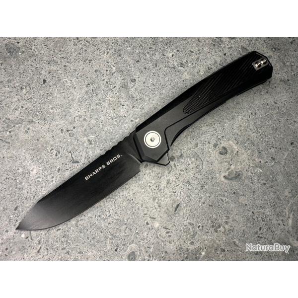 Couteau Sharps Bros Meanstreak Lame Acier S35VN Black Manche Titane Black Framelock SBKF08BLK