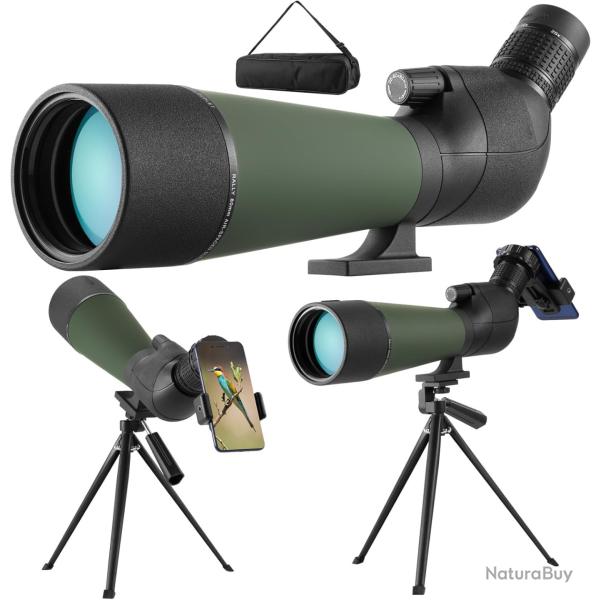 Longue-vue ED 20-60x80mm HD IPX7 �tanche avec Tr�pied et Smartphone Tir Sportif Chasse Outdoor