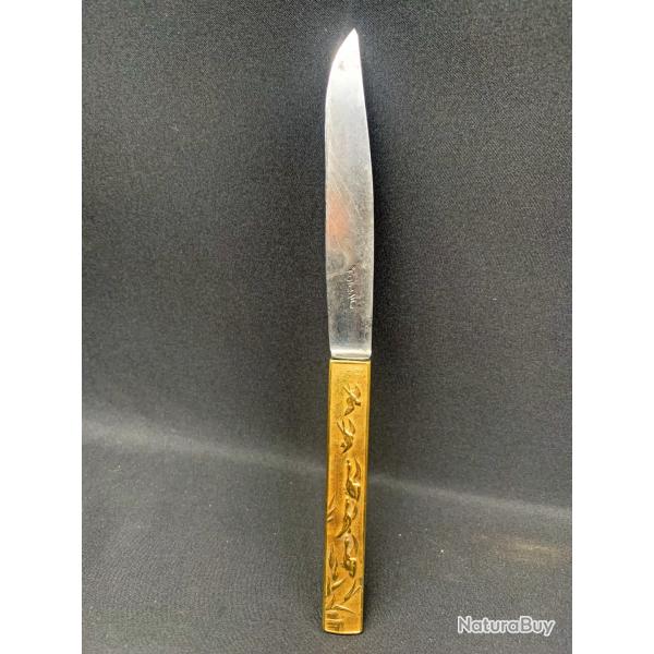 BEAU COUTEAU JAPONAIS KOZUKA, DECORS ANIMALIERS, LAME SIGNEE POUR COLLECTION ASIE