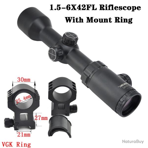 Visionking - lunette de vise grand Angle 1.5-6x42 -**With 21mm High Ring LIVRAISON GRATUITE